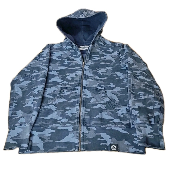 American Giant Jacket Sweatshirt Large Blue Camo Terry ZipUp Skater Grunge Gorp - Picture 4 of 12